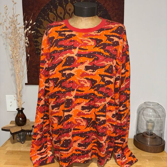 Vintage Trukfit Sweatshirt Men's 2XX Red Brown Camo  Pullover Urban Streetwear - Picture 1 of 12
